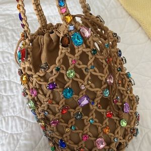 Rhinestone crochet handbag